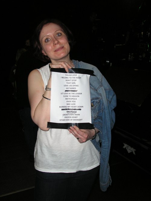 Yay! My very own copy of this show's set list -- this one having been Pete's!!