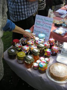Home made jams and chutneys. (Not by me, you gather) We bought some Whisky Marmalade...yum!