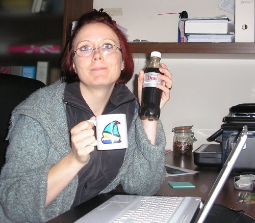 That'll be me with my caffeine props and three layers of clothing as my office has resumed arctic conditions once more. I know. I don't look my best. But hey, it is 1 a.m.!