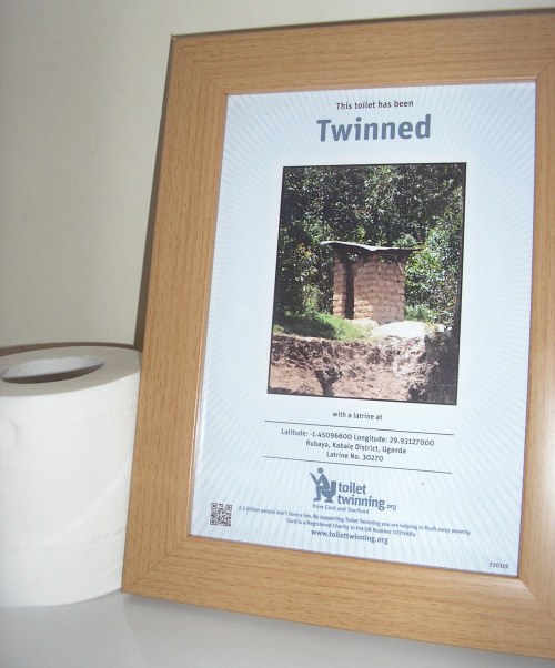 Our humble loo--twinned with a latrine in Uganda!