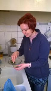 Careful now, that knife is sharp. Come on, give it up, you sucker.