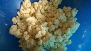 And here are the crumbles-to-be. No yeast here, just loooooots of butter. And sugar. And some flour.