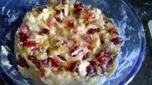 There seems to be an awful lot of dried and glace fruit here. I just hope the dough rises around it, as advertised!